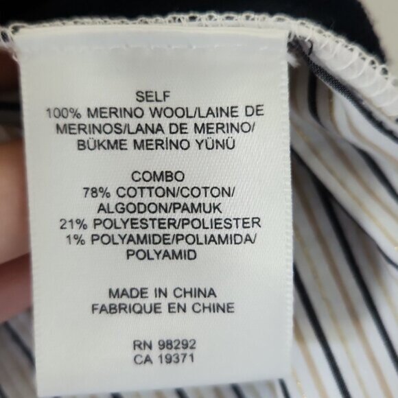 TIBI | Sweater Shirt Wool Cotton Navy Striped Metallic Sz XXS - Picture 5 of 6